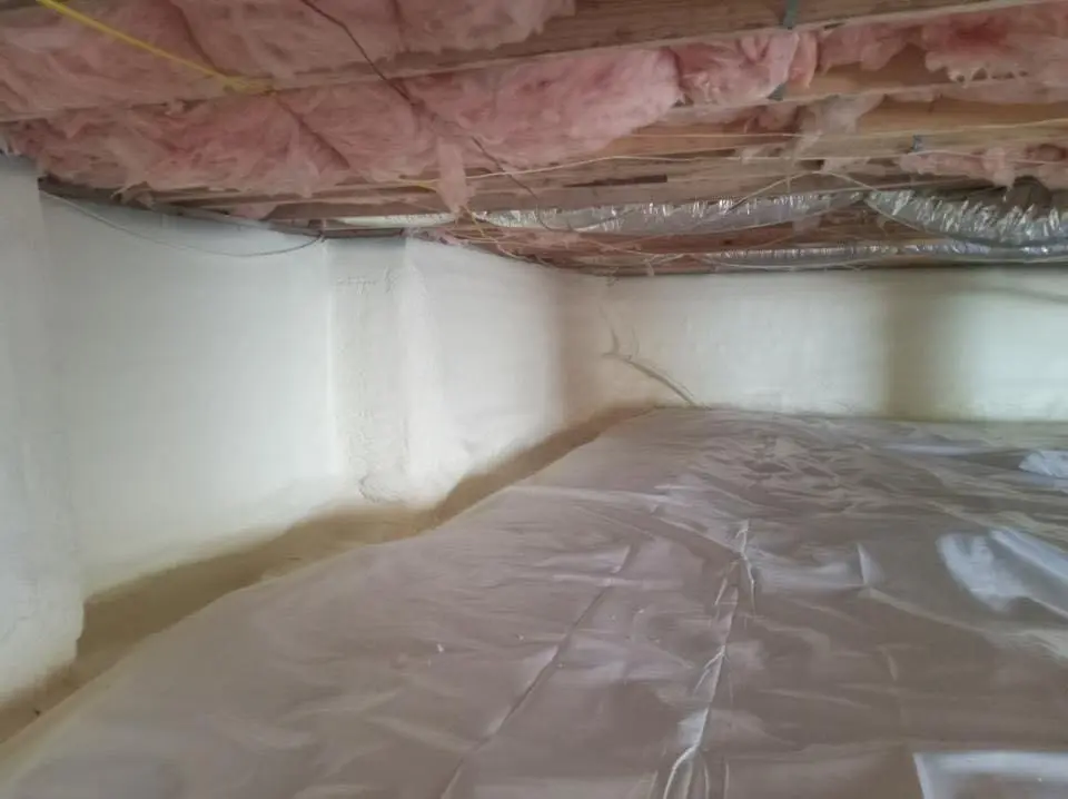 Crawl space encapsulation with closed-cell spray foam for Roof Waterproofing in Cohasset